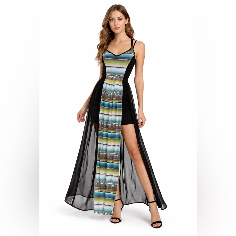 SANS SOUCI sheer see through skirt maxi dress size M